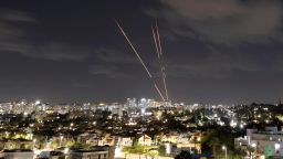 Israel's Iron Dome anti-missile system intercepts rockets after Iran fired a salvo of ballistic missiles, as seen from Ashkelon, Israel, on October 1, 2024.