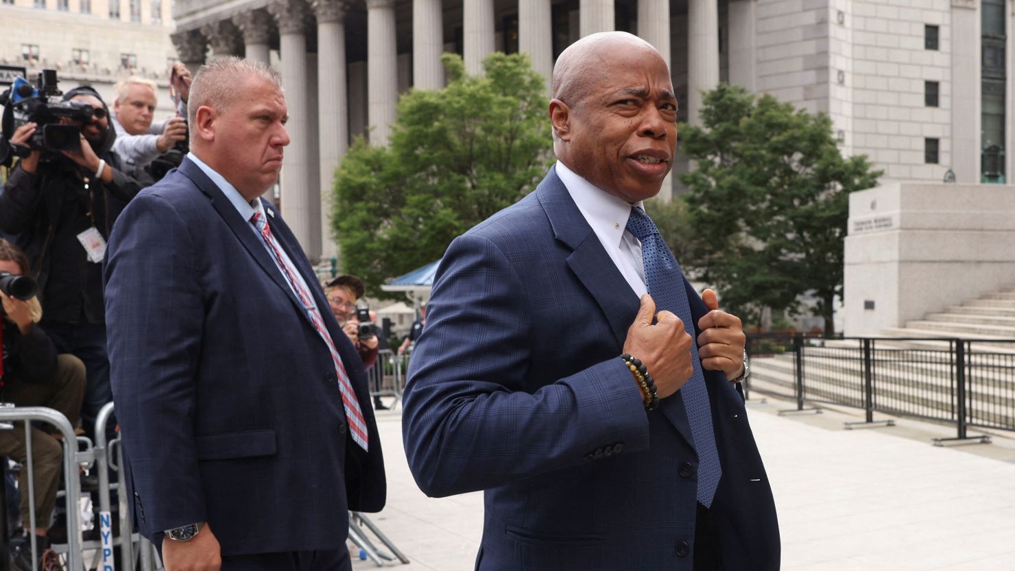 New York City Mayor Eric Adams arrives Wednesday at federal court in New York City.