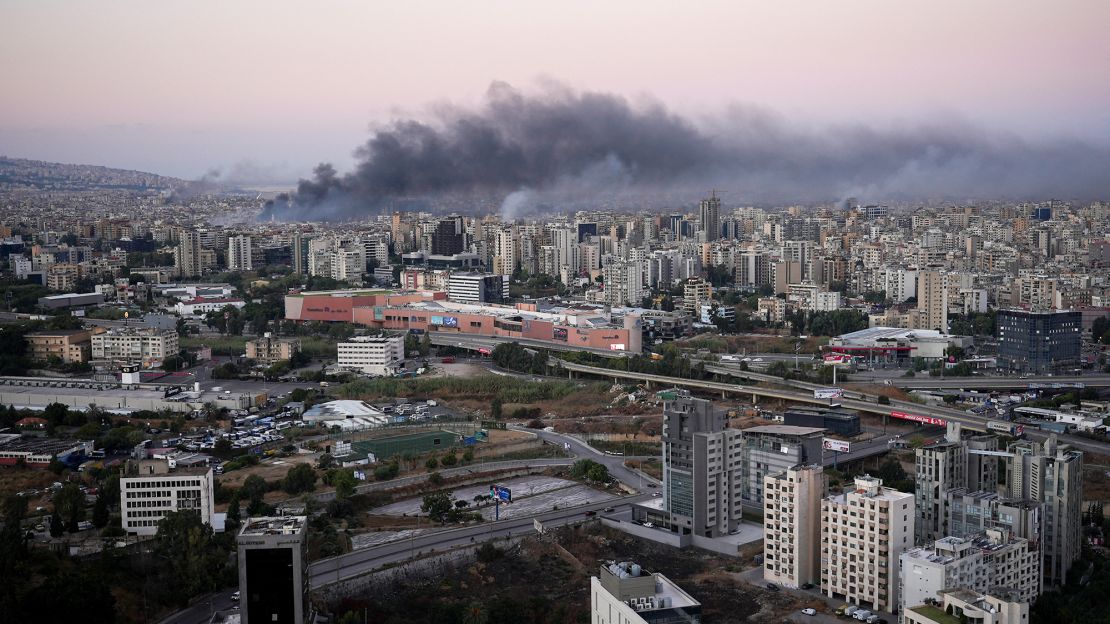 Smoke billows over Beirut after overnight Israeli air strikes on October 3, 2024.