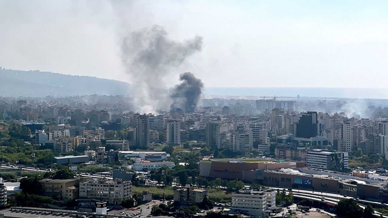 Smoke rises over Beirut's southern suburbs, Lebanon, on October 3.