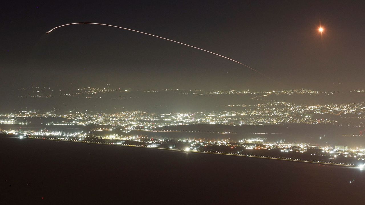 Israel's Iron Dome anti-missile system operates for interceptions as rockets are launched from Lebanon towards Israel, as seen from Haifa, Israel, on Thursday, October 3.