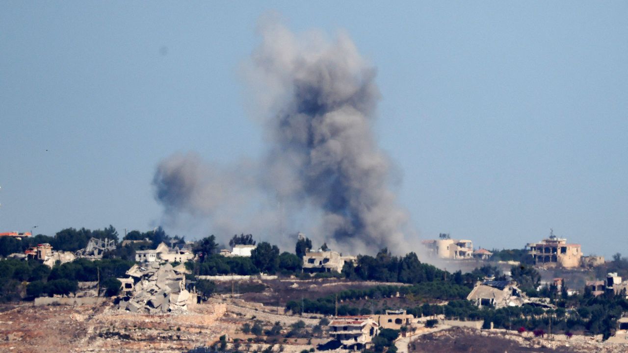 Smoke billows after an Israeli Air Force air strike on a village in southern Lebanon, on October 4.