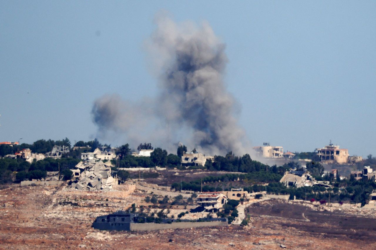 Smoke billows after an Israeli Air Force air strike on a village in southern Lebanon on October 4.