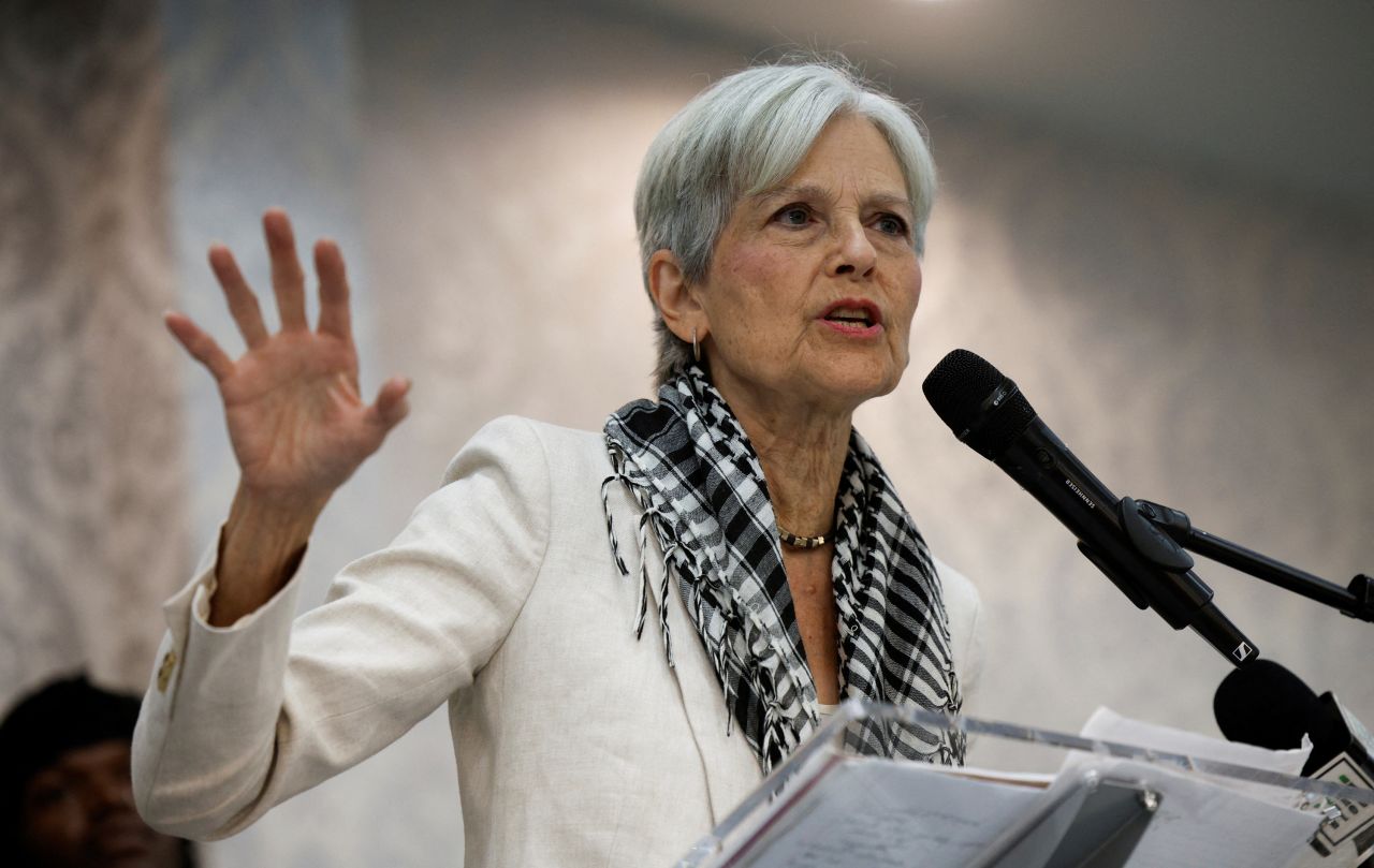 Green Party presidential nominee Jill Stein speaks during a rally in Dearborn, Michigan, on October 6.