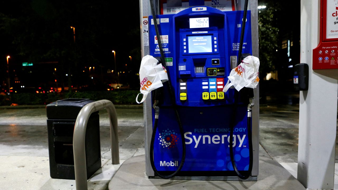 A view of a gas station that ran out of fuel in Tampa, Florida, on October 6.