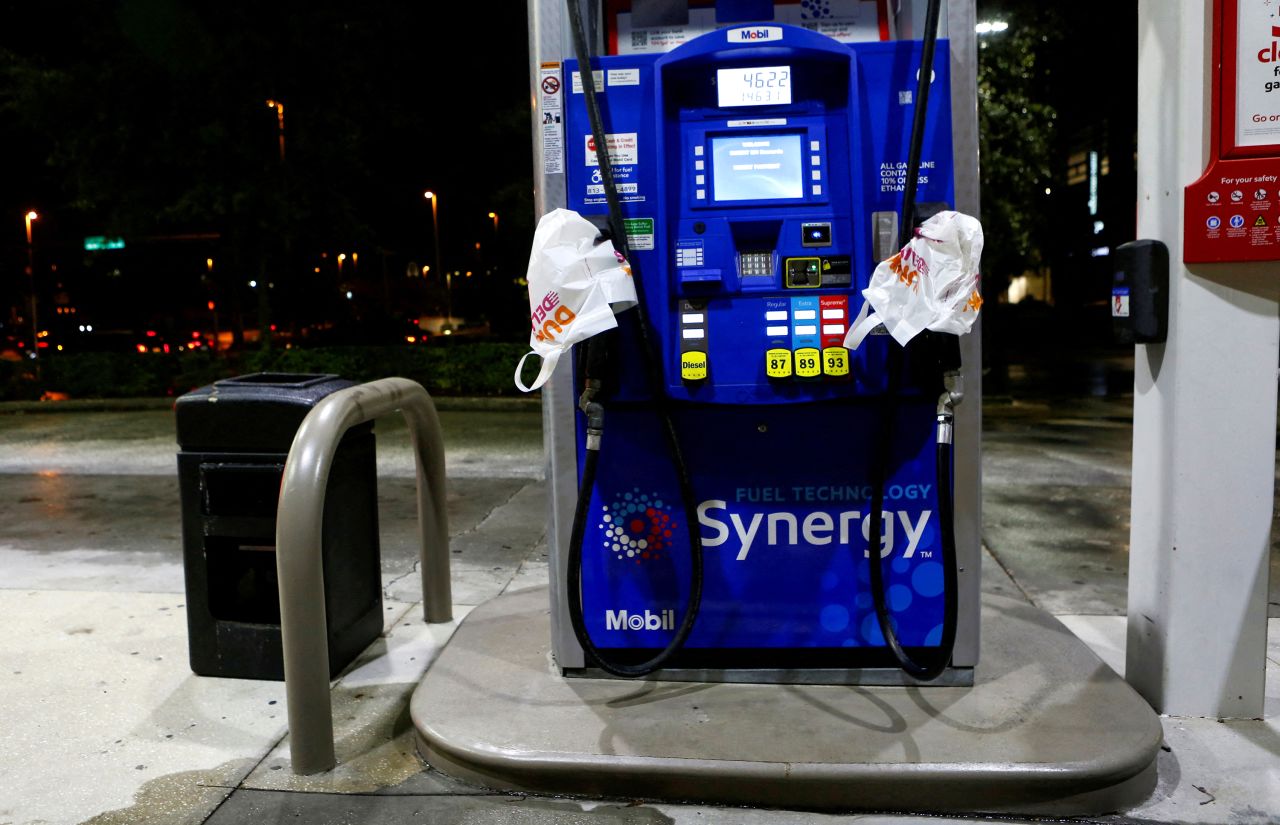 A view of a gas station that ran out of fuel in Tampa, Florida, on October 6.