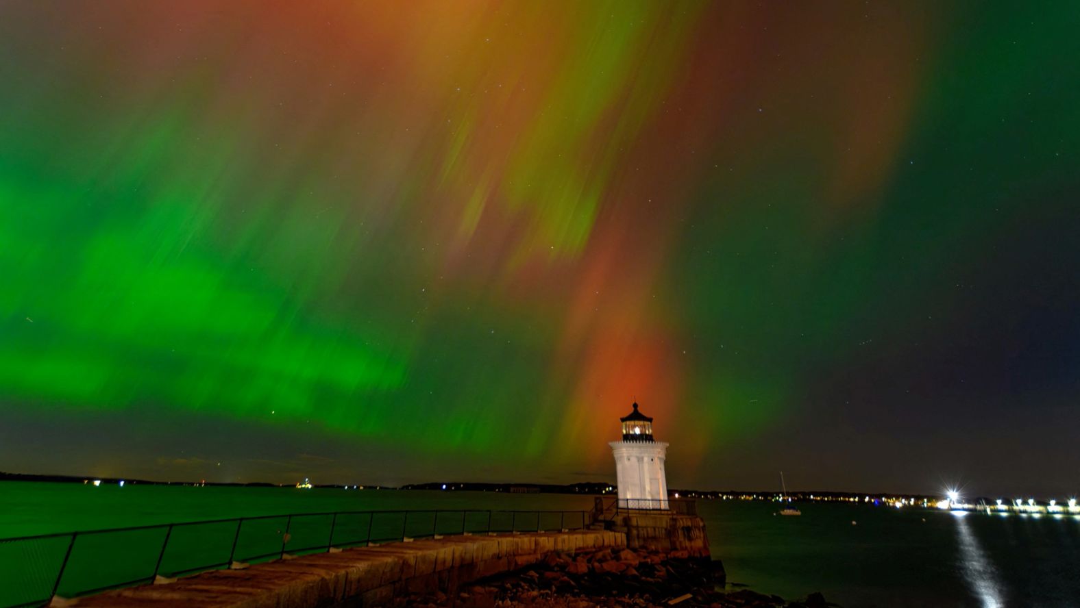 The aurora borealis light up the sky in Portland, Maine, on Thursday.