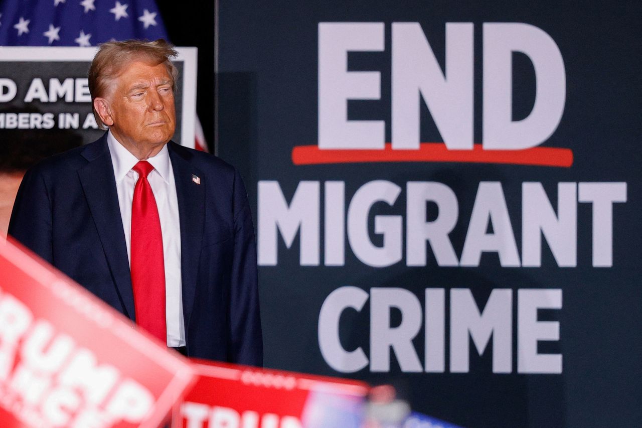 Former President Donald Trump holds a rally in Aurora, Colorado, on Friday.