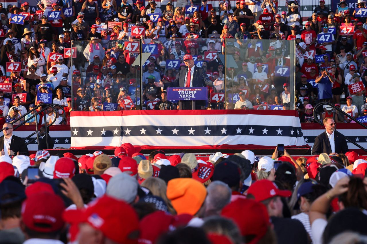 Former President Donald Trump speaks at a rally in Coachella, California, on October 12.