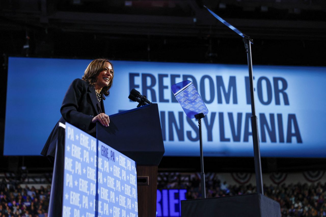 Vice President Kamala Harris attends a campaign rally in Erie, Pennsylvania, on Monday