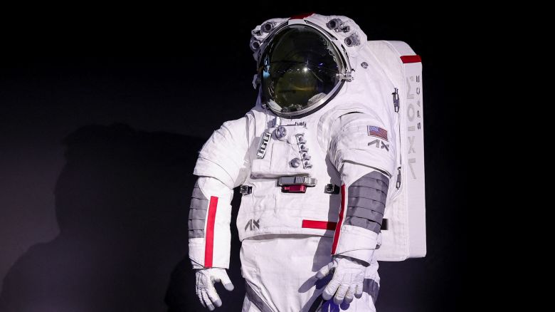 Prada and Axiom Space present the spacesuit (Axiom Extravehicular Mobility Unit) designed and developed for the Artemis III lunar mission, in Milan, Italy, October 16, 2024. REUTERS/Claudia Greco