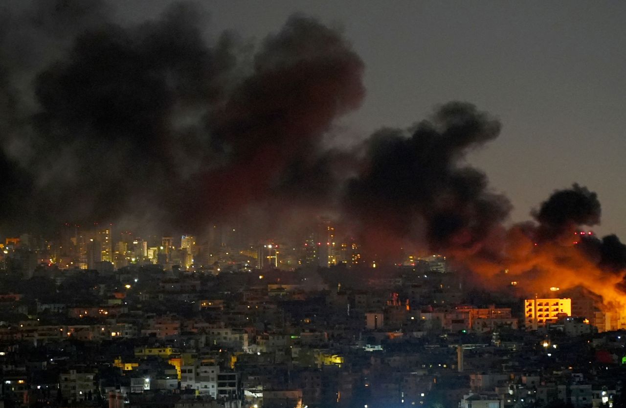 Smoke billows over Beirut's southern suburbs after Israeli strikes on October 20.