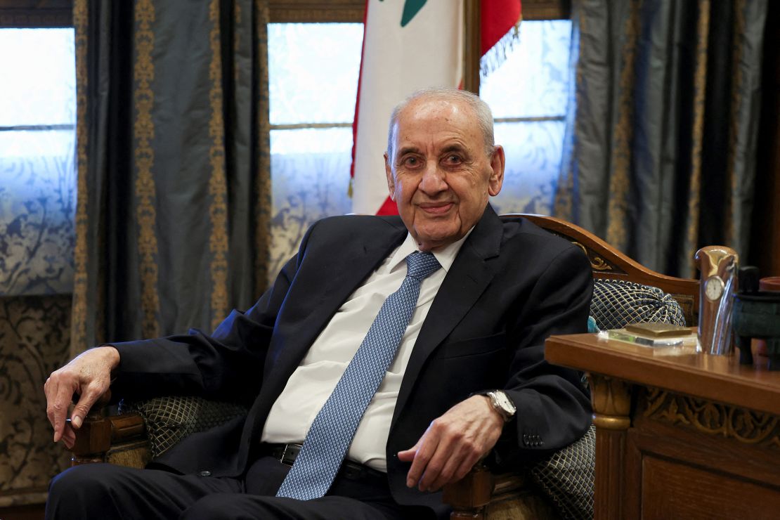 Lebanese Parliament Speaker Nabih Berri (pictured) meets US special envoy Amos Hochstein in Beirut, Lebanon, on October 21.