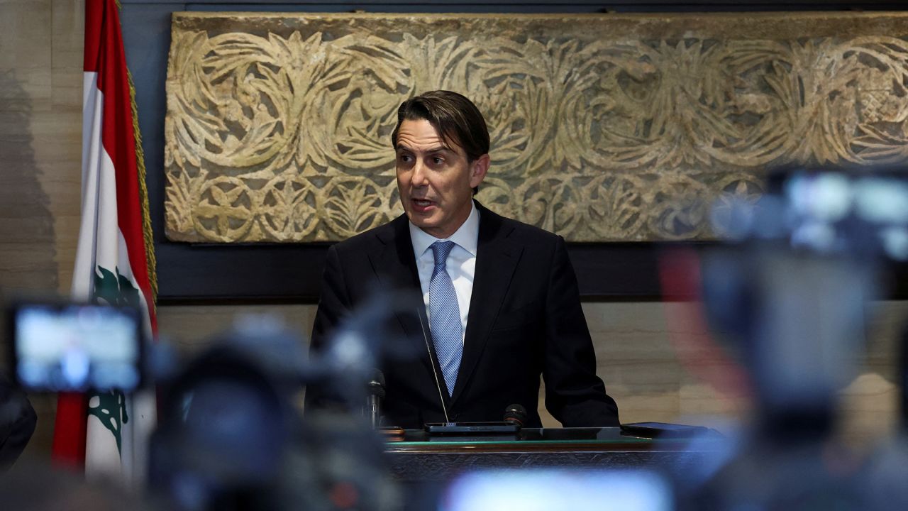 U.S. special envoy Amos Hochstein speaks during a press conference in Beirut, Lebanon, on October 21.