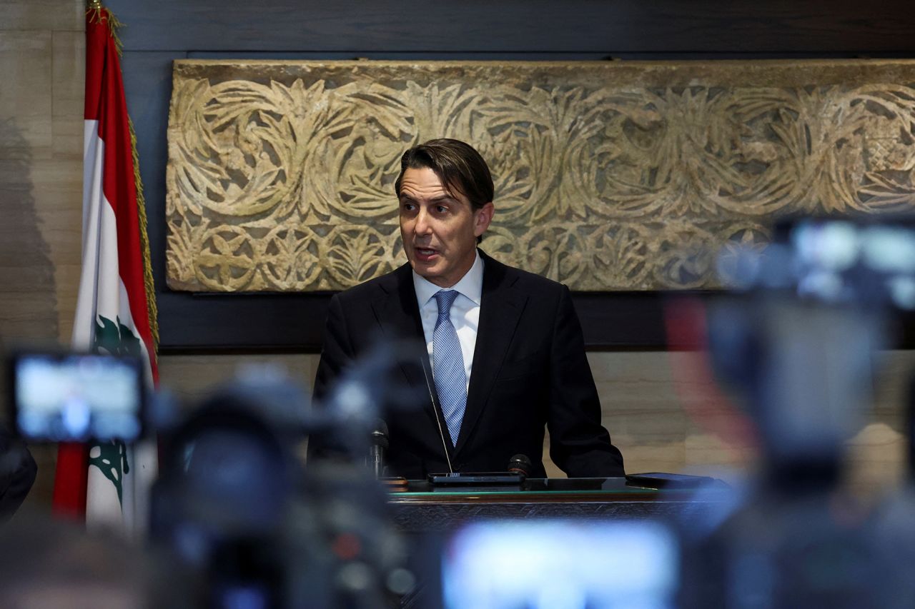 U.S. special envoy Amos Hochstein speaks during a press conference in Beirut, Lebanon, on October 21.