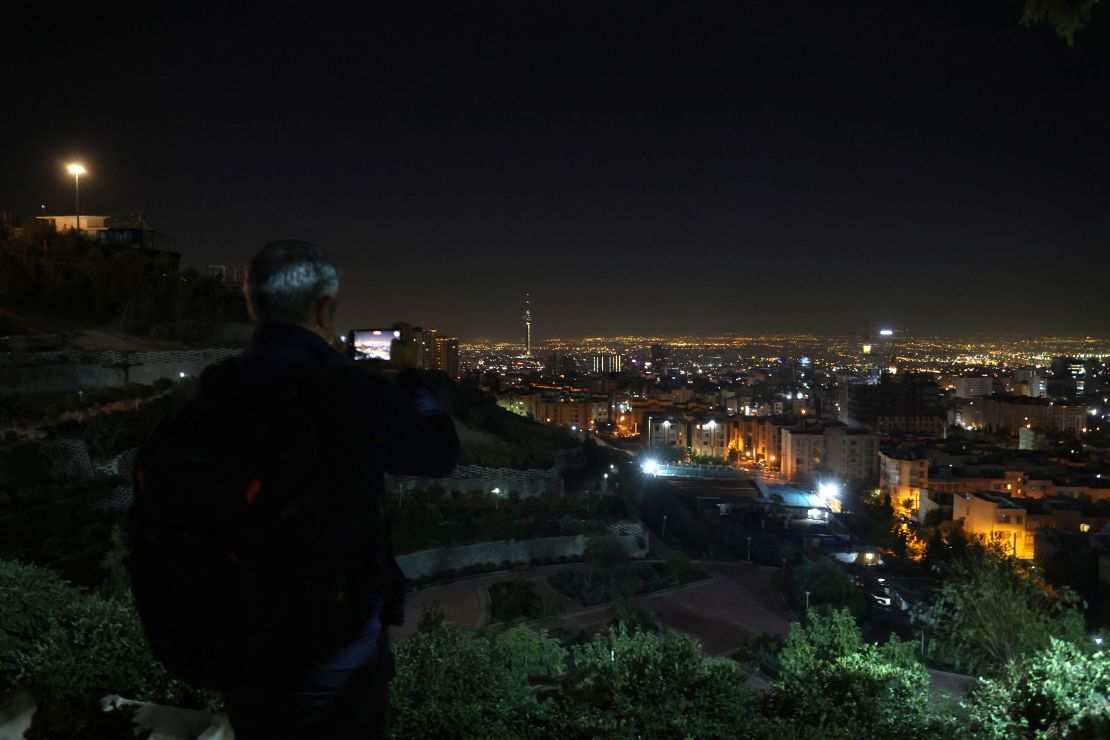 A general view of Tehran after multiple explosions were heard in Tehran, Iran on Saturday.