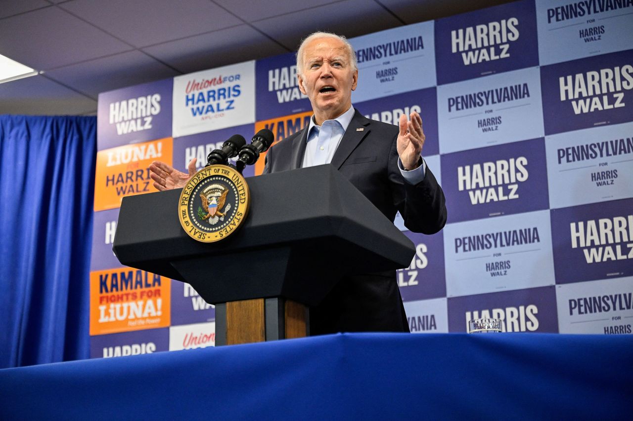 Joe Biden speaks at an event in Pittsburgh, Pennsylvania, U.S., on October 26.