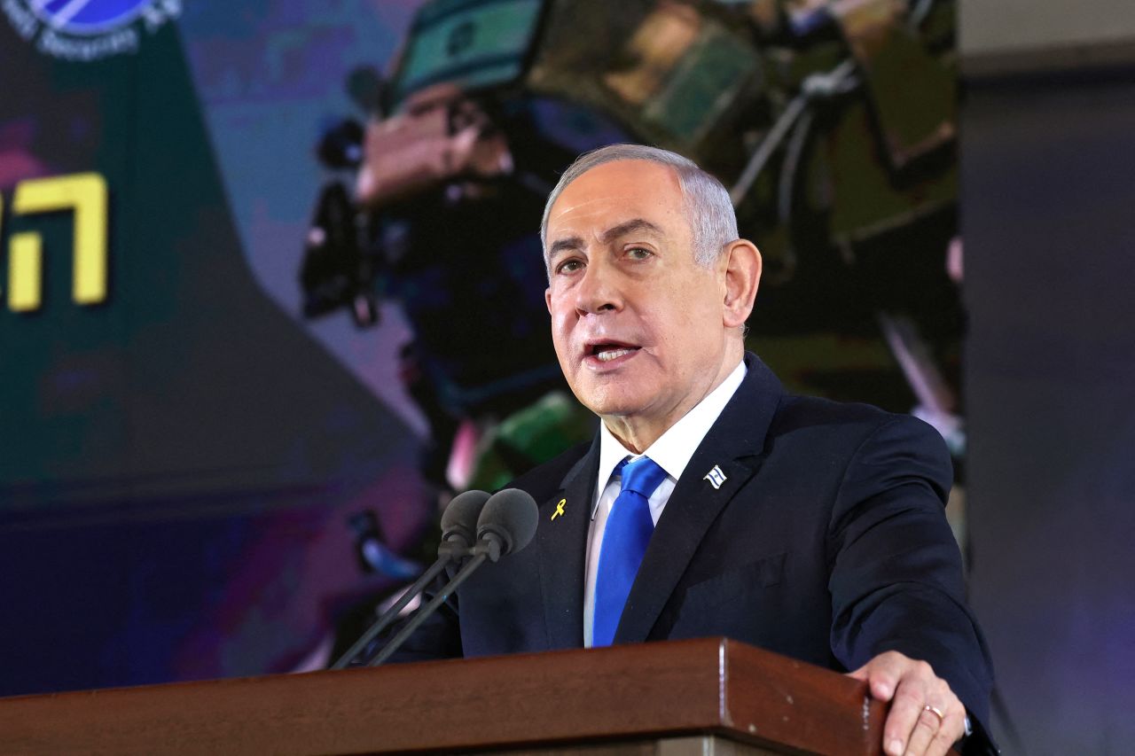 Israel's Prime Minister Benjamin Netanyahu delivers a speech in Jerusalem on October 27.