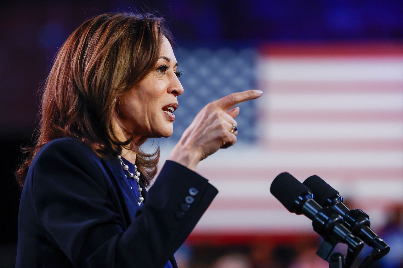 Vice President Kamala Harris speaks at a campaign rally in Philadelphia on Sunday.