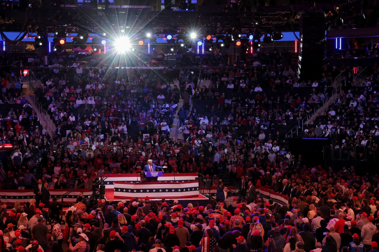 Trump speaks at the rally.