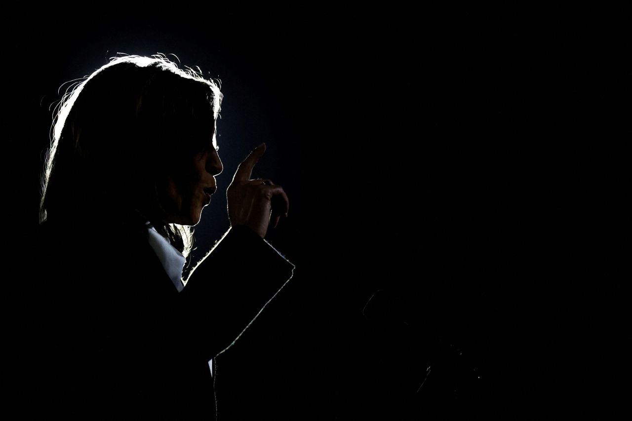 Democratic presidential nominee Vice President Kamala Harris speaks during a campaign rally on The Ellipse in Washington, DC, on October 29.