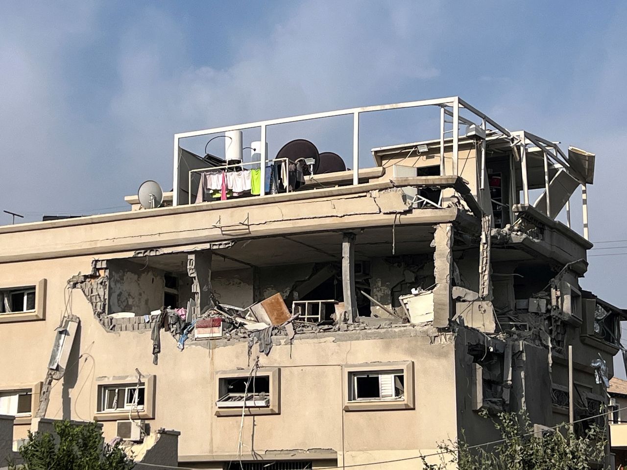 A house that was hit following a projectiles attack from Lebanon towards Israel, in the central Israeli town of Tira, on November 2, 2024.