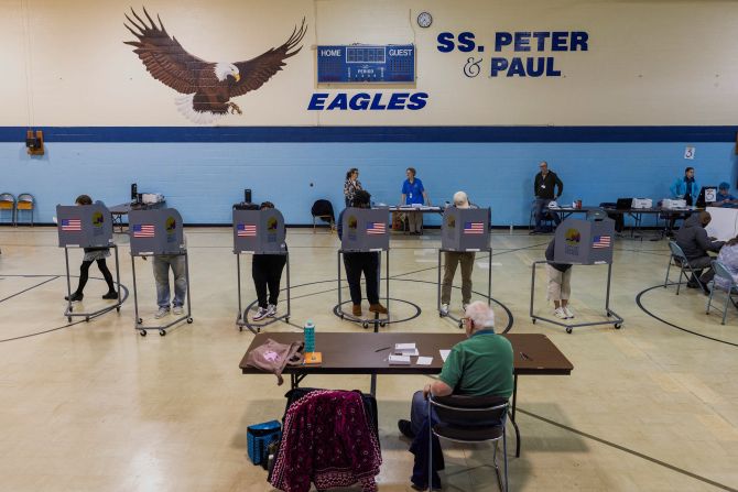 People vote at a polling station in Grand Rapids, Michigan, on Saturday.