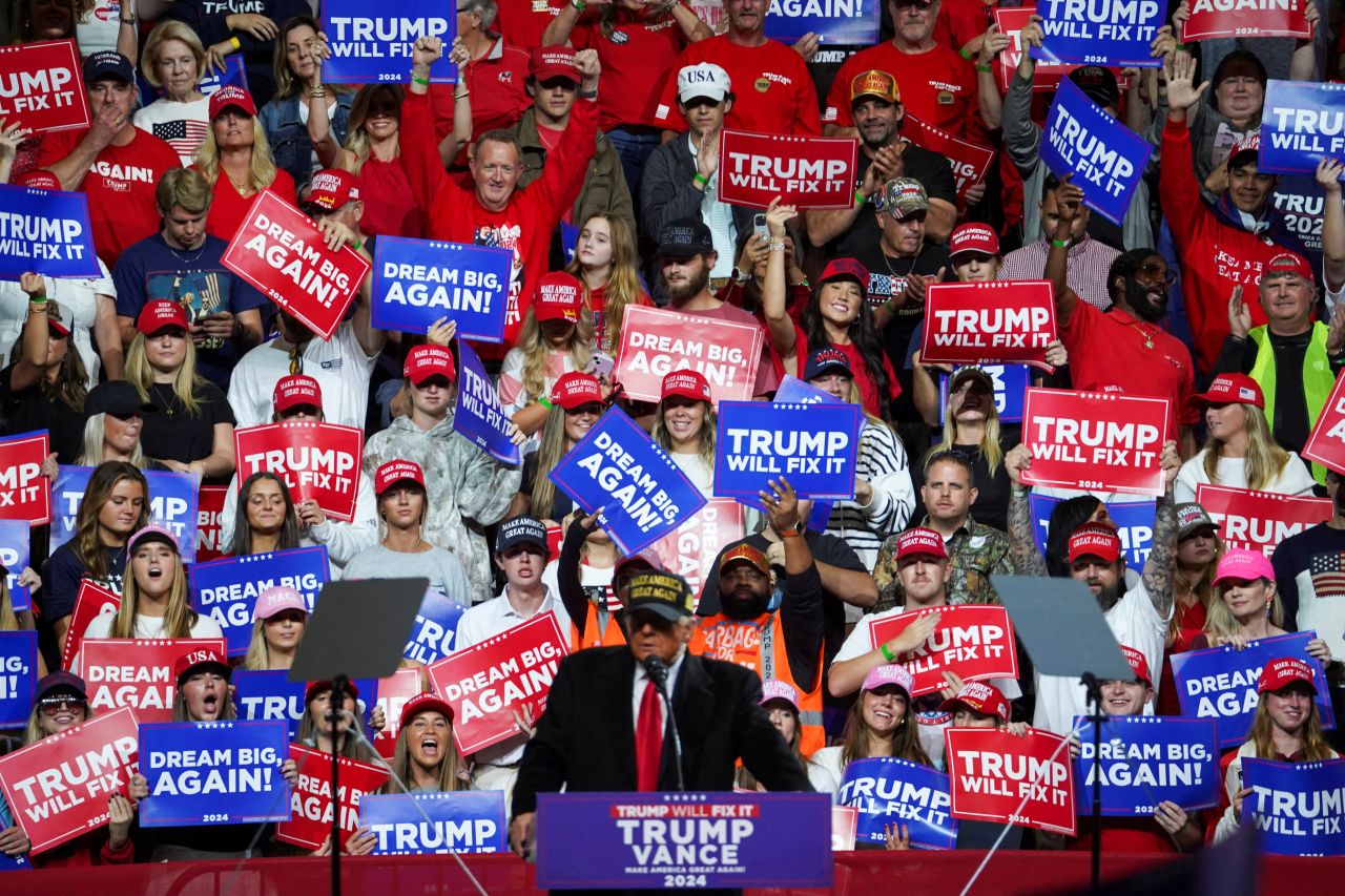 Republican presidential nominee and former President Donald Trump attends a rally in Macon, Georgia, on November 3.