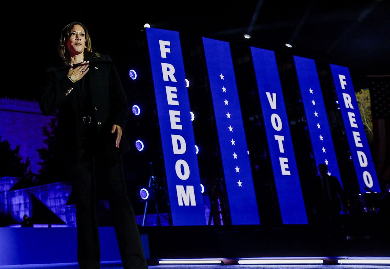 Democratic presidential nominee Vice President Kamala Harris attends a campaign rally in Philadelphia on November 4.