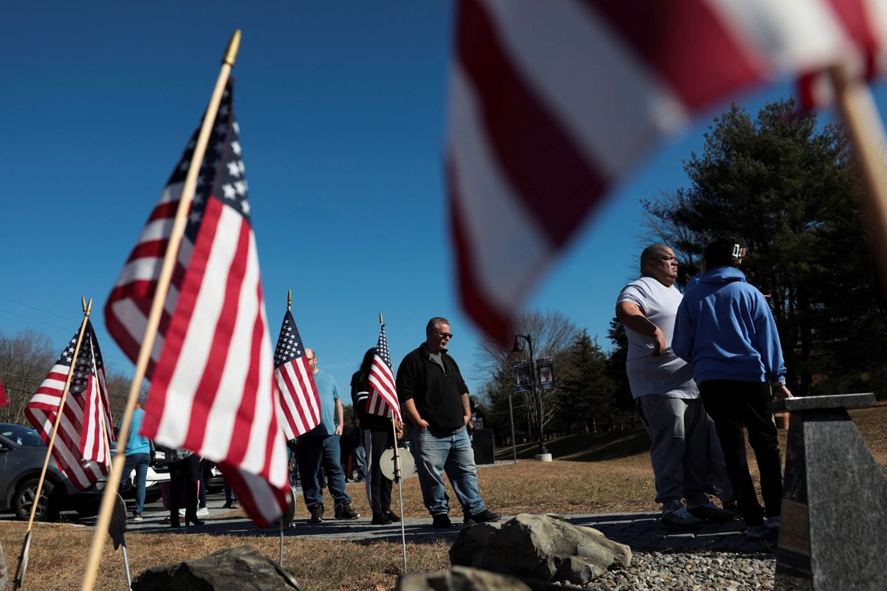 Voters wait in line at Middle Smithfield Township Community & Cultural Center on Election Day in East Stroudsburg, Pennsylvania, on November 5.