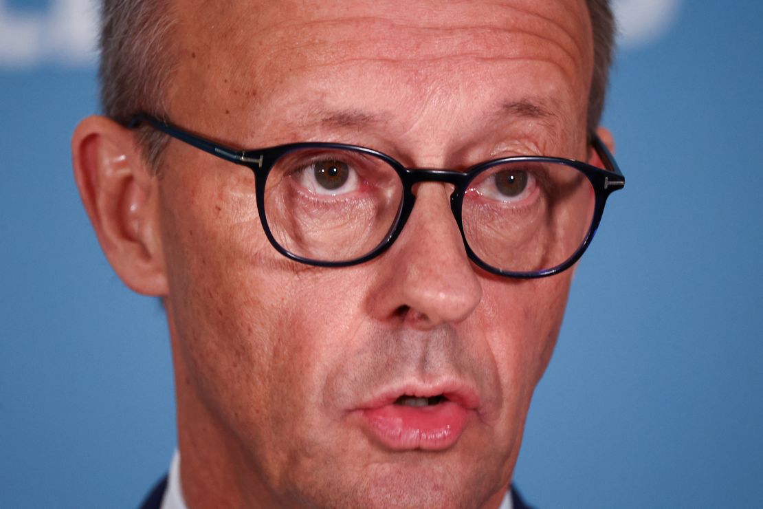 CDU leader Friedrich Merz gives a statement after Scholz sacked Lindner.