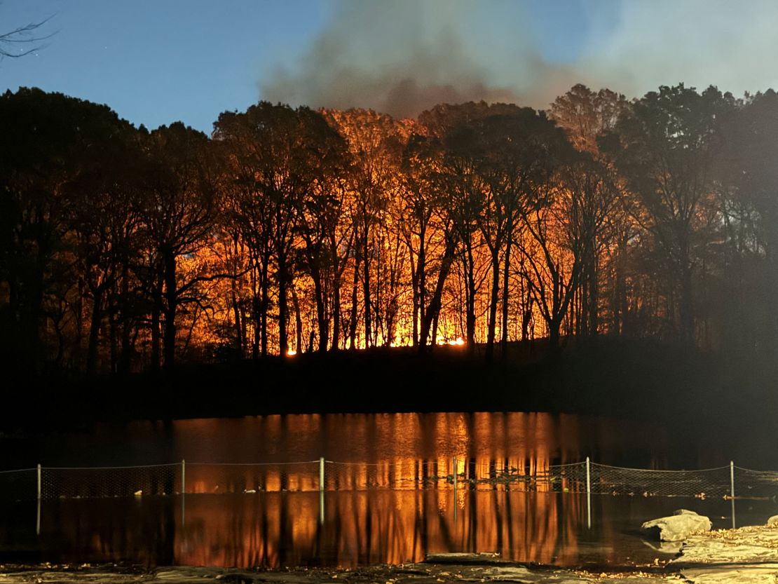 Smoke billows from a fire at Prospect Park in New York City on Friday, in this picture obtained from social media.