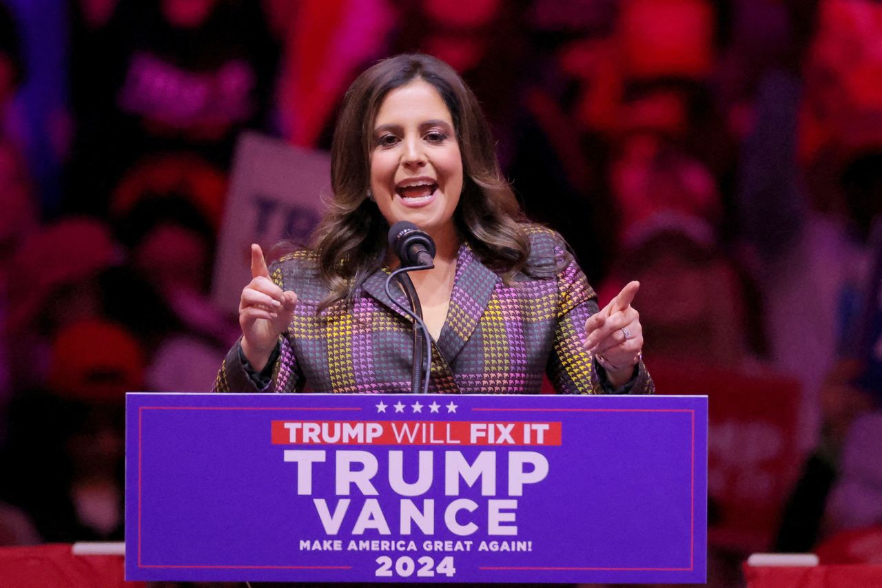 Elise Stefanik, speaks during a rally for Donald Trump at Madison Square Garden, New York, on October 27.