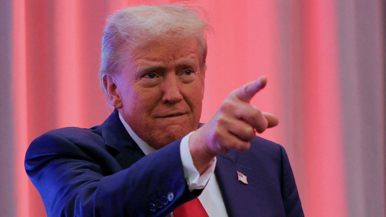 U.S. President-elect Donald Trump gestures as he meets with House Republicans on Capitol Hill in Washington, U.S., November 13, 2024. REUTERS/Brian Snyder REFILE - QUALITY REPEAT