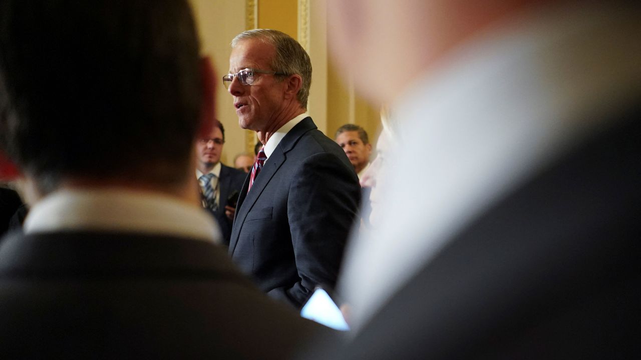 South Dakota Sen. John Thune on Capitol Hill in Washington, DC, on November 13, 2024.