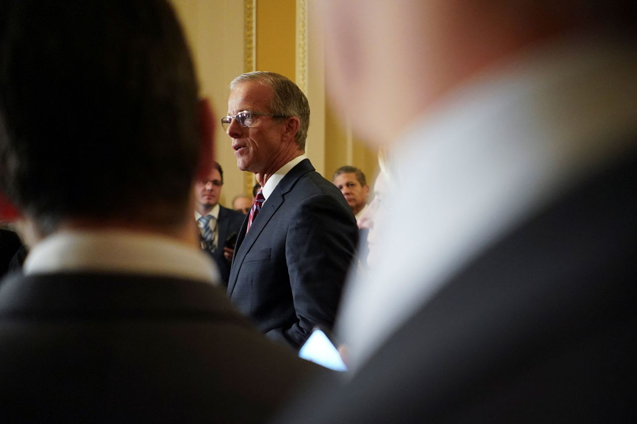 Sen. John Thune following the US Senate Republicans leadership election on Capitol Hill in Washington, DC, on November 13.