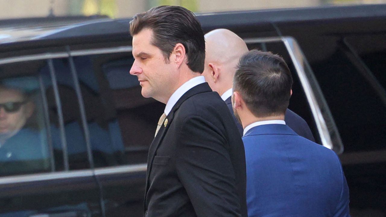 Rep. Matt Gaetz departs Capitol Hill after President-elect Donald Trump met with House Republicans on Wednesday,  November 13.