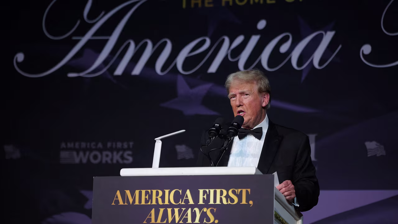 President-elect Donald Trump speaks at the America First Policy Institute gala at Mar-A-Lago in Palm Beach, Florida, on Thursday,  November 14.