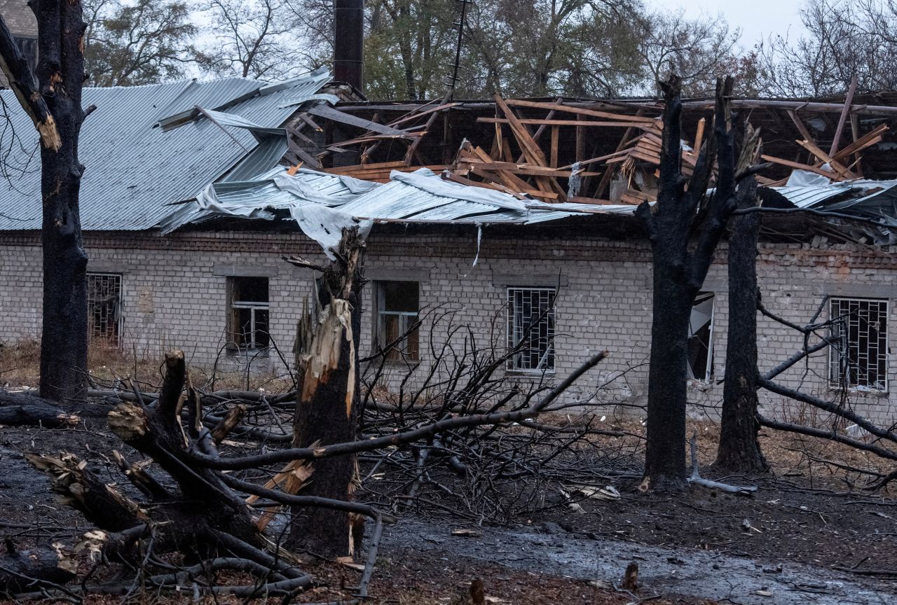 A view shows a site of a Russian missile strike, in Dnipro, Ukraine, on November 21.