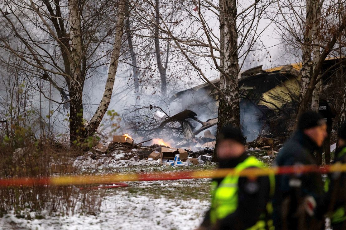 The aftermath of the crash near Vilnius International Airport.