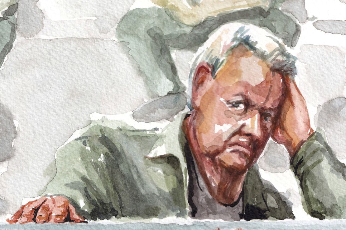 This courtroom sketch from September 11, 2024 shows Dominique Pelicot, who drugged and raped his then-wife for a decade.