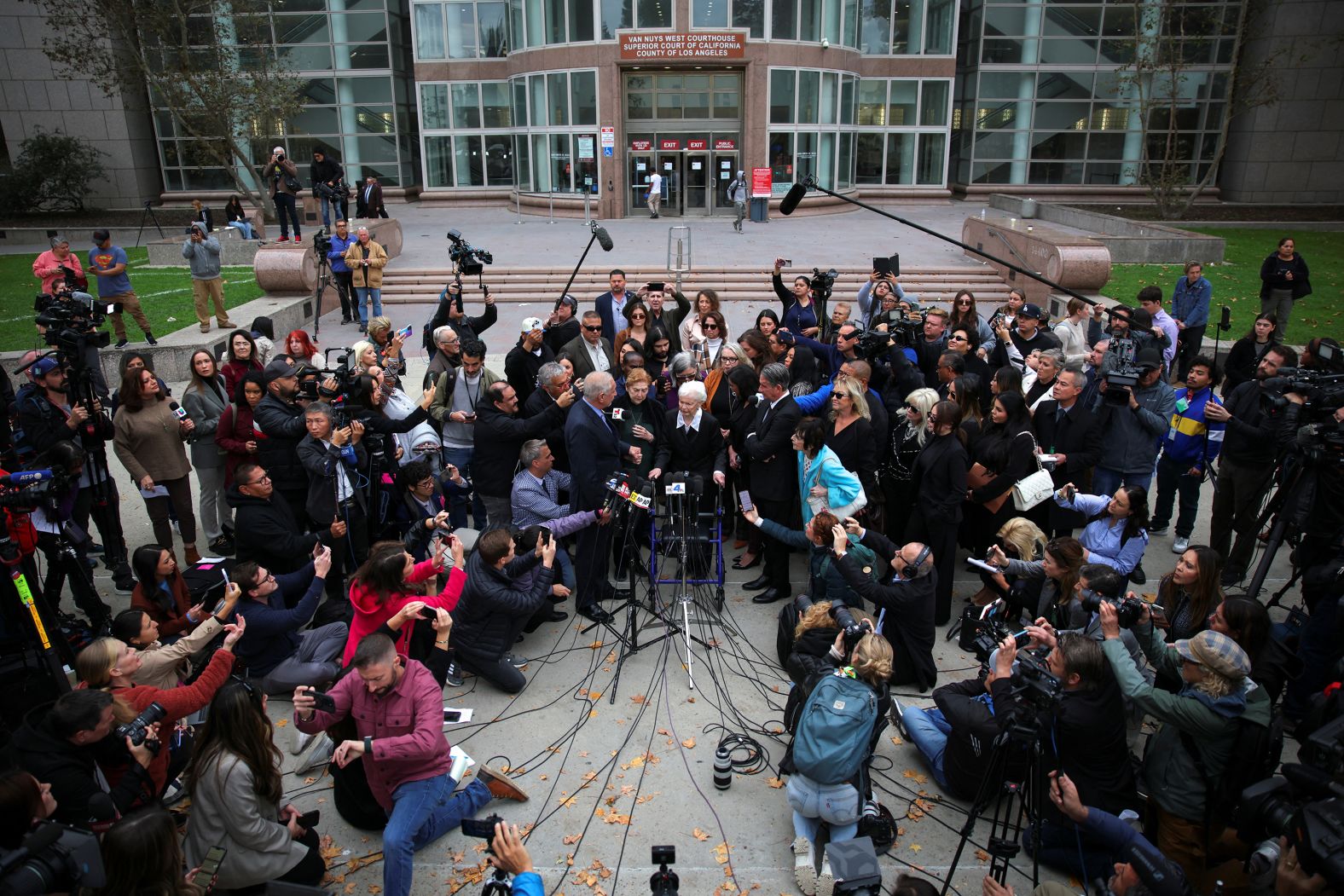 Joan Andersen VanderMolen, sister of Kitty Menendez, speaks to the media outside Van Nuys Courthouse West, following a hearing in the case of Erik and Lyle Menendez on whether to reconsider the first-degree conviction of the Menendez brothers in Los Angeles, California, U.S., November 25, 2024. REUTERS/Daniel Cole TPX IMAGES OF THE DAY