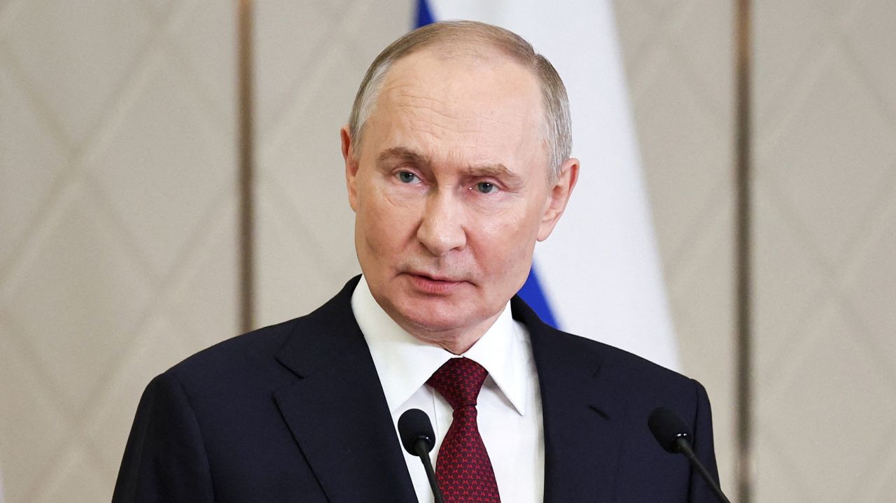 Russian President Vladimir Putin attends a press conference following the Collective Security Treaty Organisation (CSTO) summit in Astana, Kazakhstan, November 28, 2024. Sputnik/Mikhail Tereshchenko/Kremlin via REUTERS ATTENTION EDITORS - THIS IMAGE WAS PROVIDED BY A THIRD PARTY.