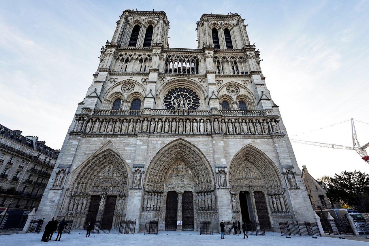 A view of the facade of Notre Dame cathedral in Paris, France, on November 29, ahead of a visit of the French President.