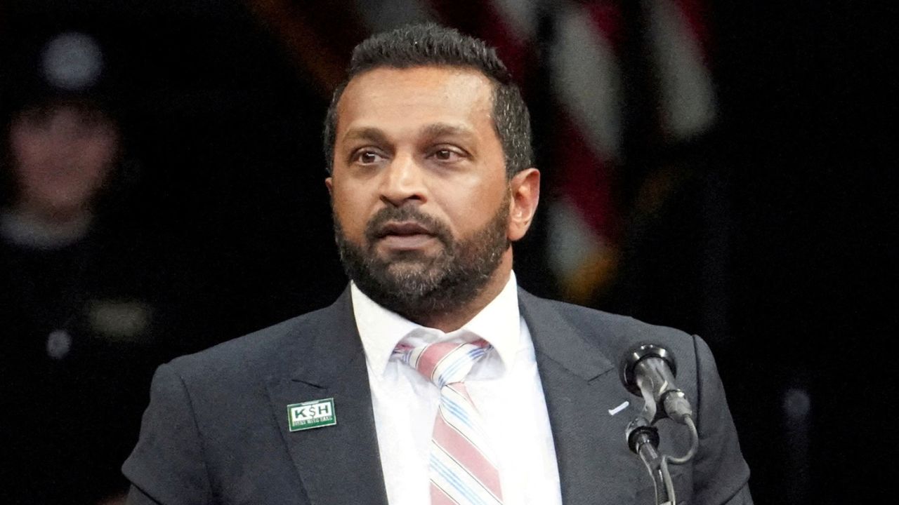 FILE PHOTO: Kash Patel, former chief of staff to the defense secretary, speaks on the day Republican presidential candidate and former U.S. President Donald Trump holds a campaign rally, in Prescott Valley, Arizona, U.S., October 13, 2024.  REUTERS/Go Nakamura/File Photo