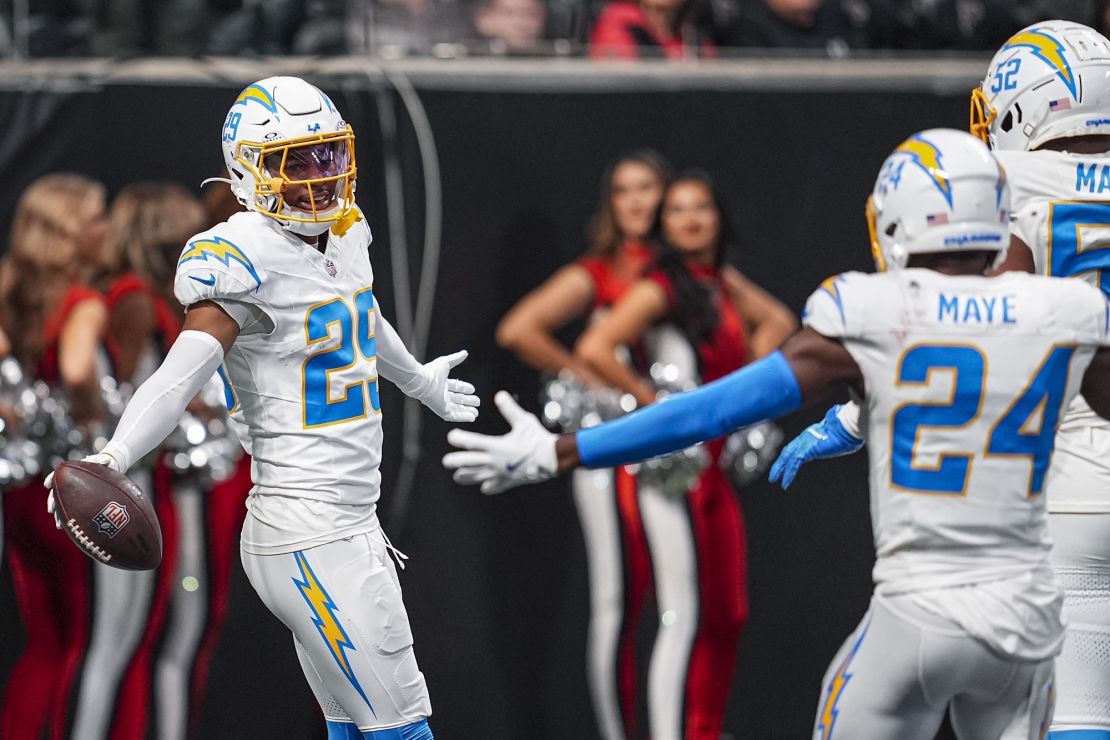 Still (left) had two interceptions in the Chargers' Week 13 win over the Falcons.