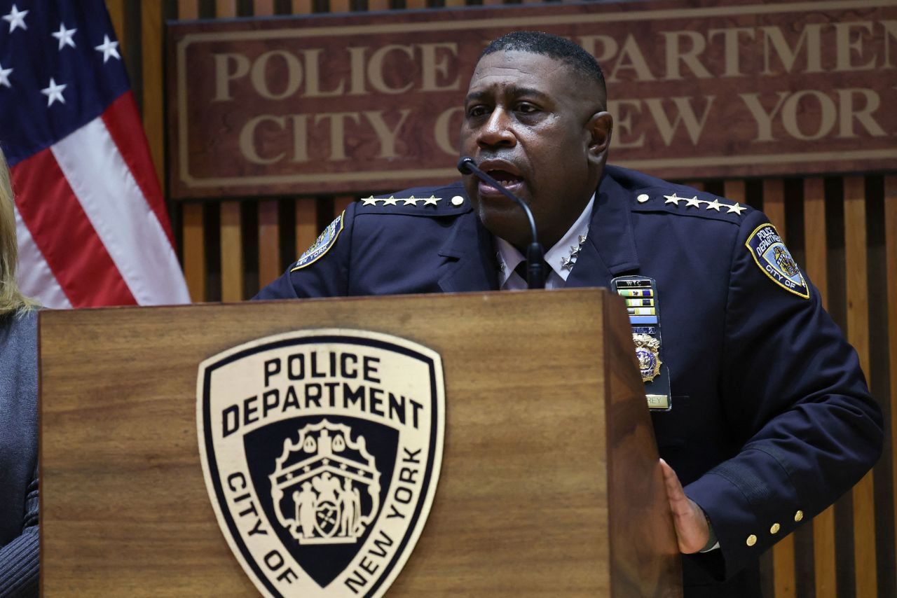 NYPD Chief of Department Jeffrey Maddrey speaks during a press conference in New York on Wednesday.