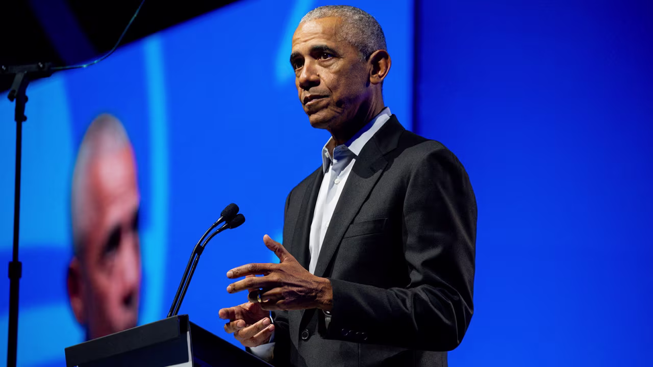 Former President Barack Obama speaks at the Obama Foundation Democracy Forum in Chicago, Illinois, on Thursday, December 5.