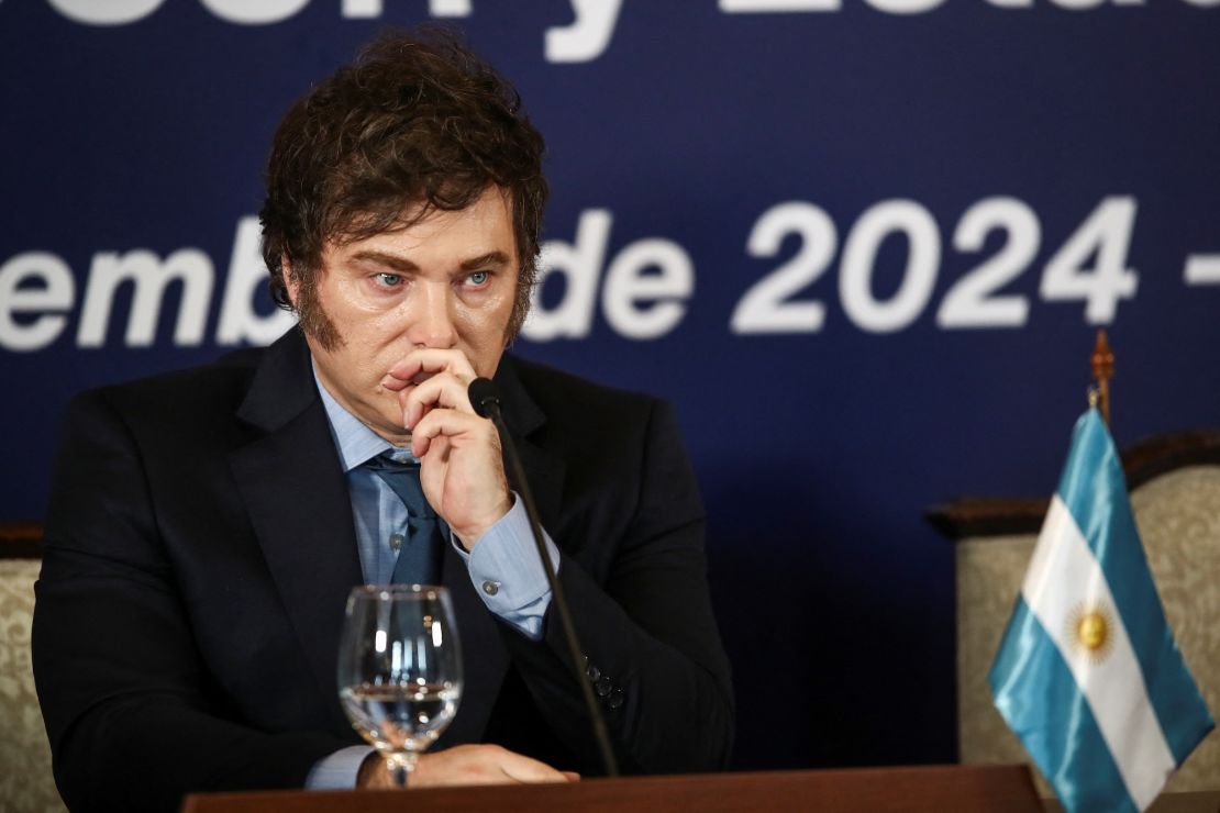 Argentina's President Javier Milei in Montevideo, Uruguay, on December 6, 2024.