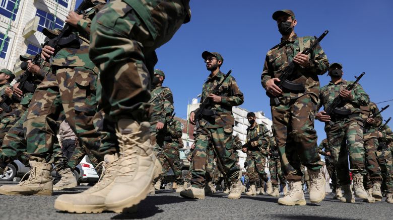 Houthi fighters take part in a parade in Sanaa, Yemen, in December 2024.